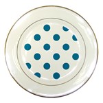 Polka Dots - Cerulean on White Porcelain Plate
