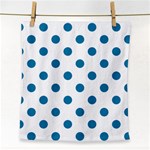 Polka Dots - Cerulean on White Face Towel