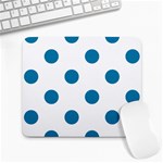 Polka Dots - Cerulean on White Large Mousepad