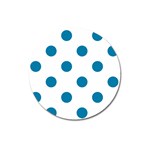 Polka Dots - Cerulean on White Magnet 3  (Round)