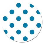Polka Dots - Cerulean on White Magnet 5  (Round)