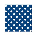 Polka Dots - White on Dark Cerulean Small Satin Scarf  (Square)