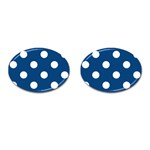 Polka Dots - White on Dark Cerulean Cufflinks (Oval)