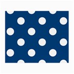 Polka Dots - White on Dark Cerulean Small Glasses Cloth (2 Sides)