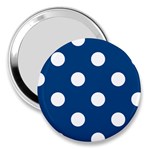 Polka Dots - White on Dark Cerulean 3  Handbag Mirror