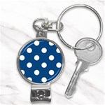 Polka Dots - White on Dark Cerulean Nail Clippers Key Chain