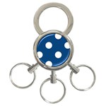Polka Dots - White on Dark Cerulean 3-Ring Key Chain