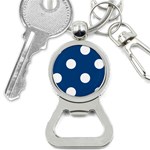 Polka Dots - White on Dark Cerulean Bottle Opener Key Chain