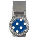 Polka Dots - White on Dark Cerulean Money Clip (CZ)