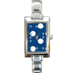 Polka Dots - White on Dark Cerulean Rectangle Italian Charm Watch