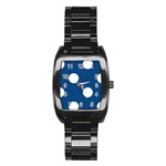 Polka Dots - White on Dark Cerulean Stainless Steel Barrel Watch