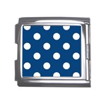 Polka Dots - White on Dark Cerulean Mega Link Italian Charm (18mm)