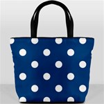 Polka Dots - White on Dark Cerulean Bucket Bag
