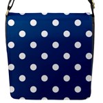 Polka Dots - White on Dark Cerulean Flap Closure Messenger Bag (S)