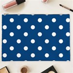 Polka Dots - White on Dark Cerulean Cosmetic Bag (XXL)