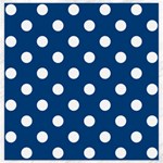 Polka Dots - White on Dark Cerulean Canvas 12  x 12 
