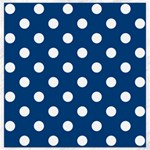 Polka Dots - White on Dark Cerulean Canvas 16  x 16 