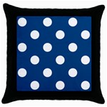 Polka Dots - White on Dark Cerulean Throw Pillow Case (Black)