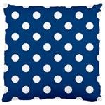 Polka Dots - White on Dark Cerulean Large Cushion Case (One Side)
