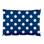 Polka Dots - White on Dark Cerulean Pillow Case (Two Sides)
