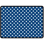 Polka Dots - White on Dark Cerulean Fleece Blanket (Large) (One Side)