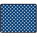 Polka Dots - White on Dark Cerulean Fleece Blanket (Medium) (One Side)