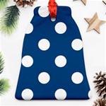 Polka Dots - White on Dark Cerulean Bell Ornament (Two Sides)