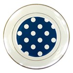 Polka Dots - White on Dark Cerulean Porcelain Plate
