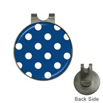 Polka Dots - White on Dark Cerulean Golf Ball Marker Hat Clip