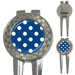 Polka Dots - White on Dark Cerulean 3-in-1 Golf Divot