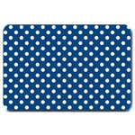 Polka Dots - White on Dark Cerulean Large Doormat