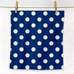 Polka Dots - White on Dark Cerulean Face Towel