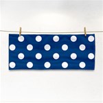 Polka Dots - White on Dark Cerulean Hand Towel