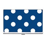 Polka Dots - White on Dark Cerulean Business Card Holder
