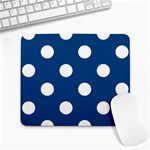 Polka Dots - White on Dark Cerulean Large Mousepad
