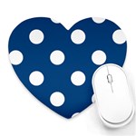Polka Dots - White on Dark Cerulean Heart Mousepad