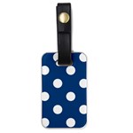 Polka Dots - White on Dark Cerulean Luggage Tag (One Side)