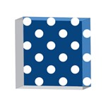 Polka Dots - White on Dark Cerulean 4 x 4  Acrylic Photo Block