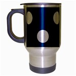 Polka Dots - White on Dark Cerulean Travel Mug (Silver Gray)