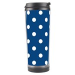 Polka Dots - White on Dark Cerulean Travel Tumbler