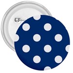 Polka Dots - White on Dark Cerulean 3  Button