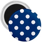 Polka Dots - White on Dark Cerulean 3  Magnet