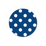 Polka Dots - White on Dark Cerulean Magnet 3  (Round)