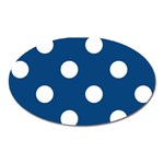Polka Dots - White on Dark Cerulean Magnet (Oval)