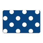 Polka Dots - White on Dark Cerulean Magnet (Rectangular)