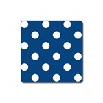 Polka Dots - White on Dark Cerulean Magnet (Square)