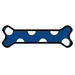 Polka Dots - White on Dark Cerulean Magnet (Dog Bone)