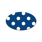Polka Dots - White on Dark Cerulean Sticker Oval (100 pack)