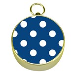 Polka Dots - White on Dark Cerulean Gold Compass