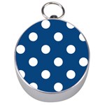 Polka Dots - White on Dark Cerulean Silver Compass